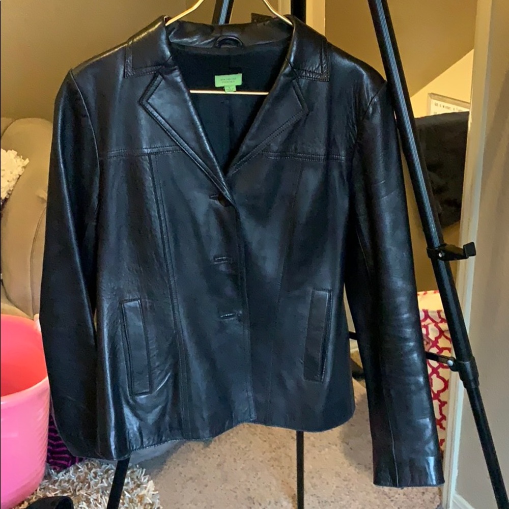 Women’s black leather jacket